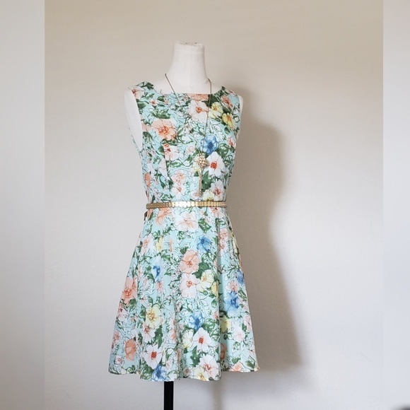 3 for $20 Forever 21 Floral Teal dress - Picture 2 of 3